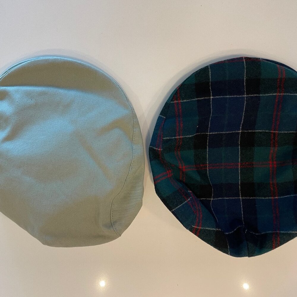 2 Pendleton Plaid Driving Caps Lot Men’s M Red Green Wool Newsboy Cabbie Vintage